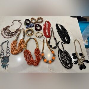 Lot of 10 Handmade Multicolor Beaded Necklaces and 7 bracelets